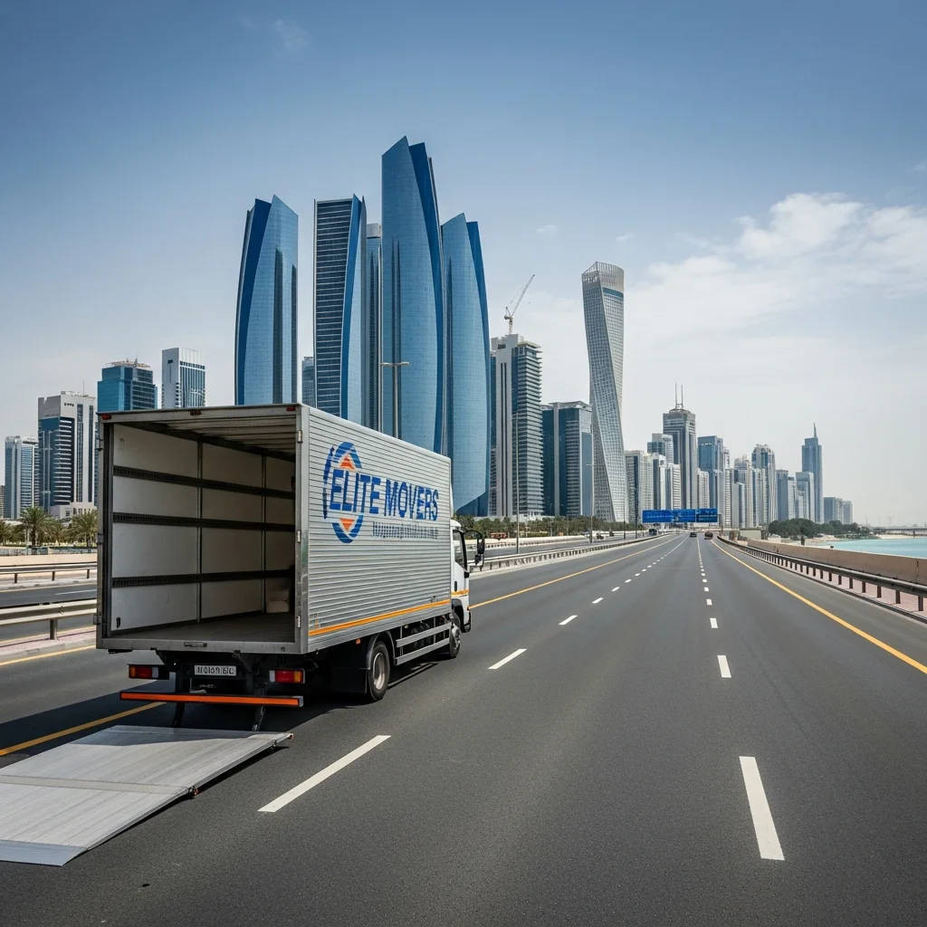 Abu Dhabi corniche with highway leading towards Dubai