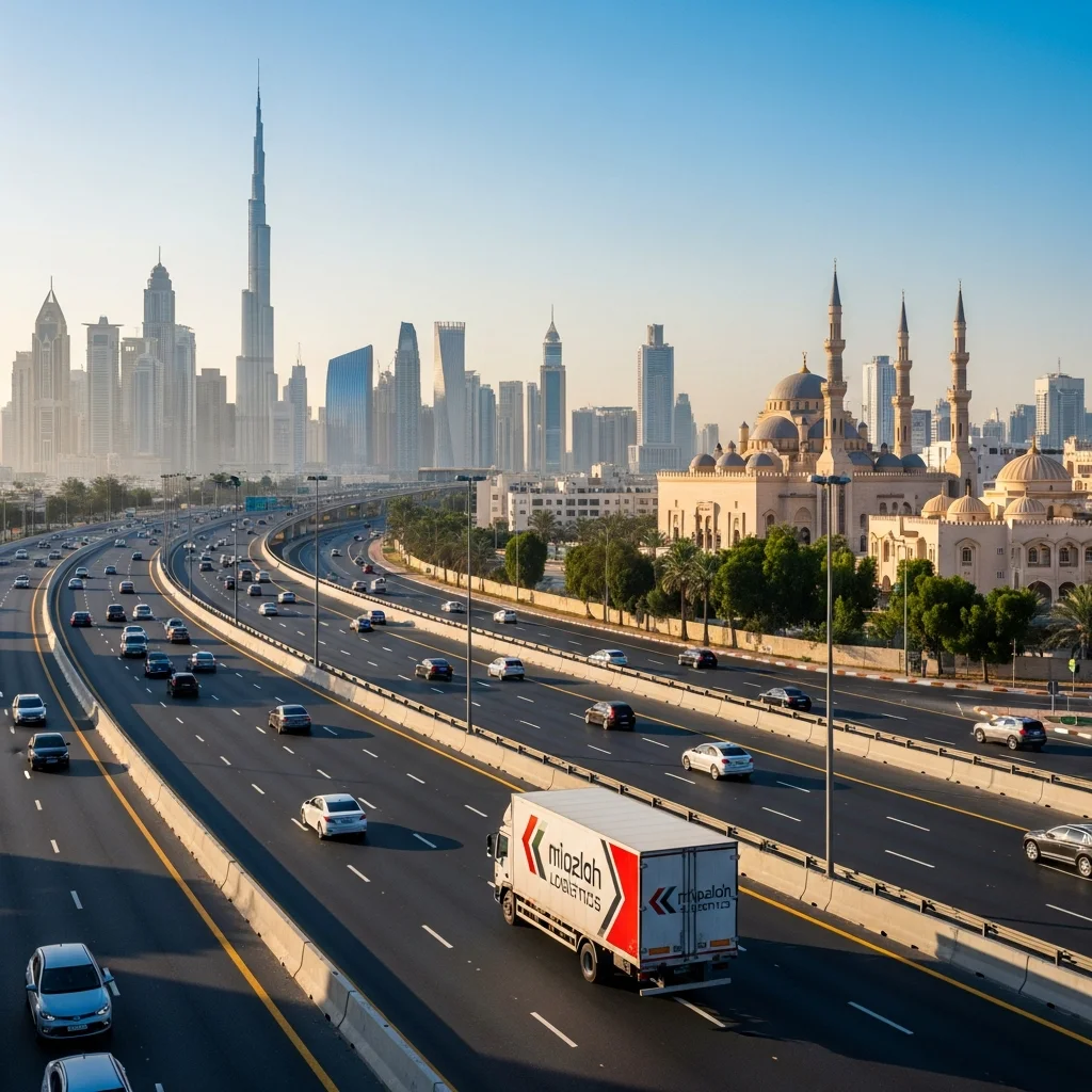 Dubai-Sharjah border area with modern highway connecting both emirates