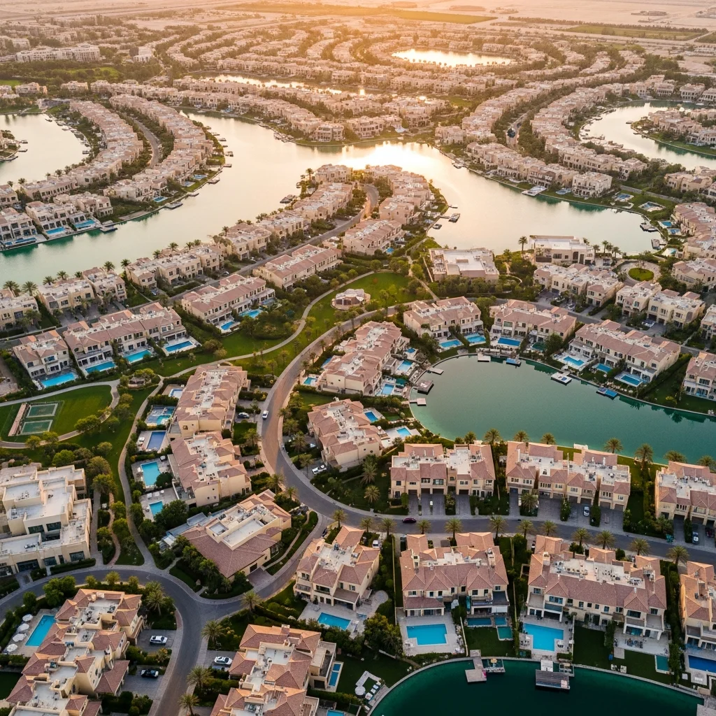 The Springs lake-side townhouse community with green parks