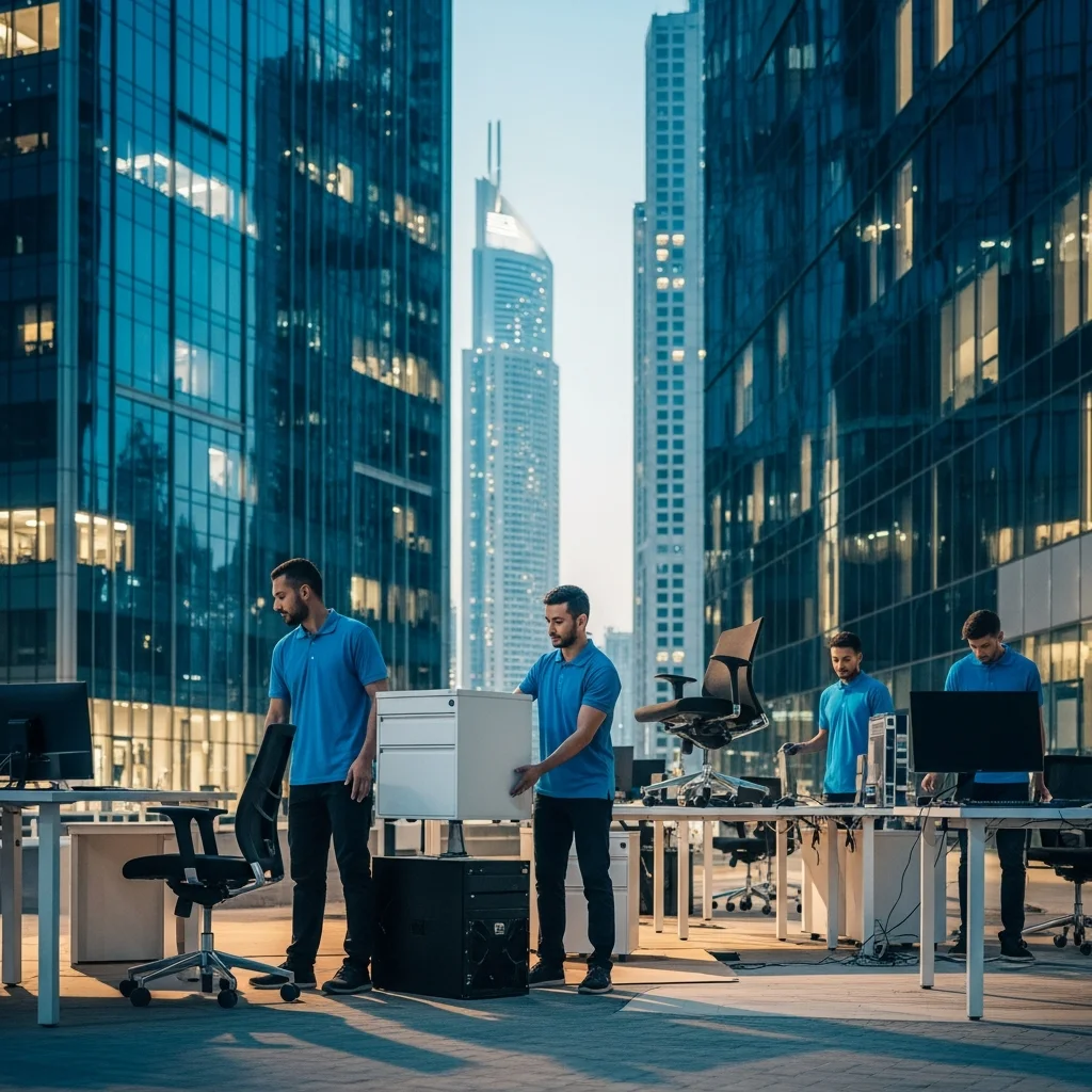 Commercial movers relocating office furniture in Dubai Business Bay