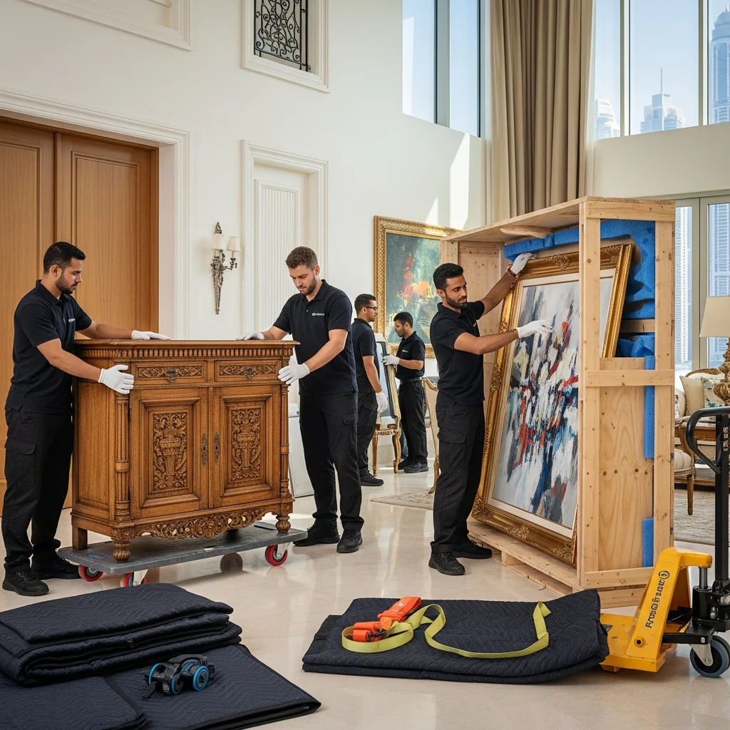 Professional specialty item moving with antique furniture and art pieces in Dubai